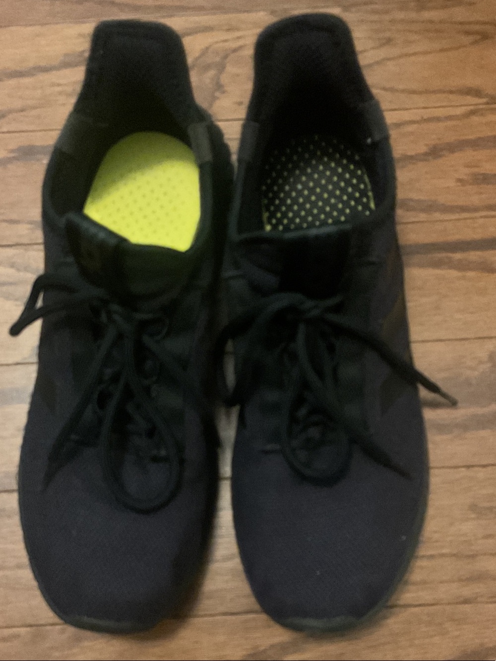 adidas Men's Black Athletic Shoes with Lime Insole Accents